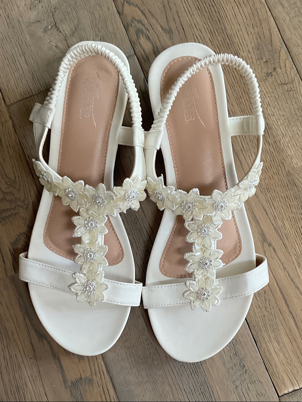 SHIBEVER Dressy Wedge Women Sandals: White Comfortable Low Heel Sandal - Size 10